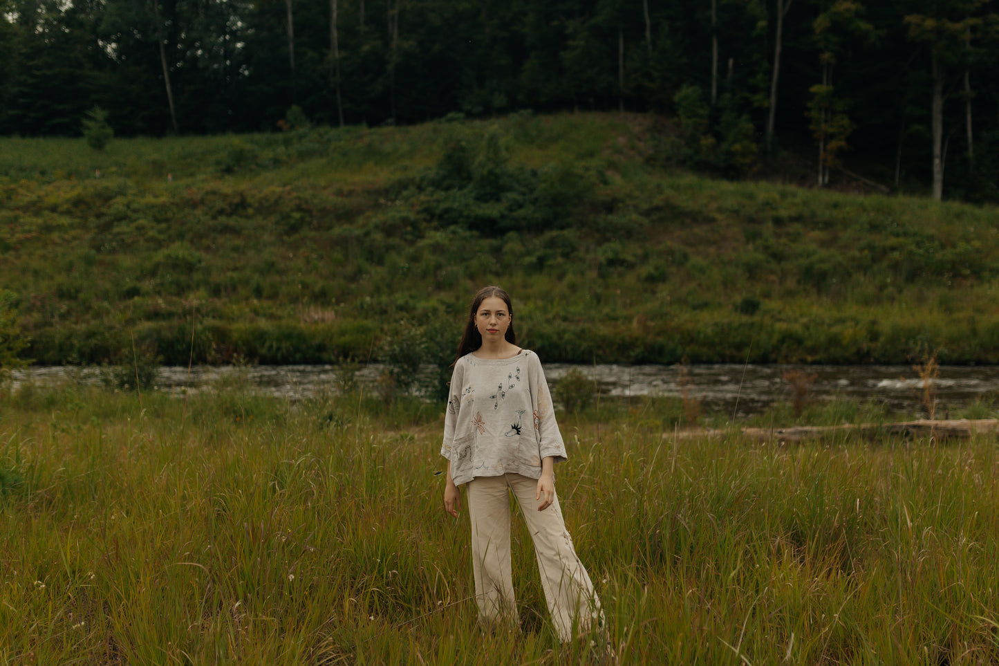 Linen boxy top - Earth in Outlines