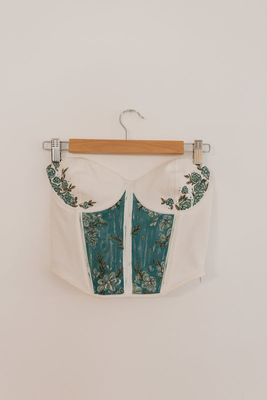 Blue Floral Corset