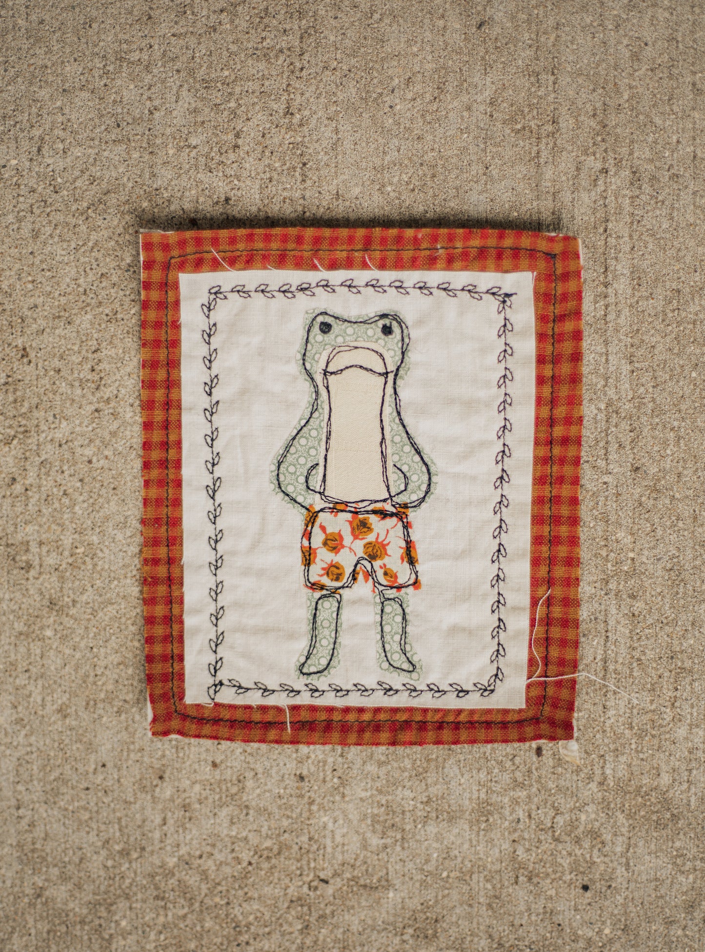 Frog in floral boxers patch