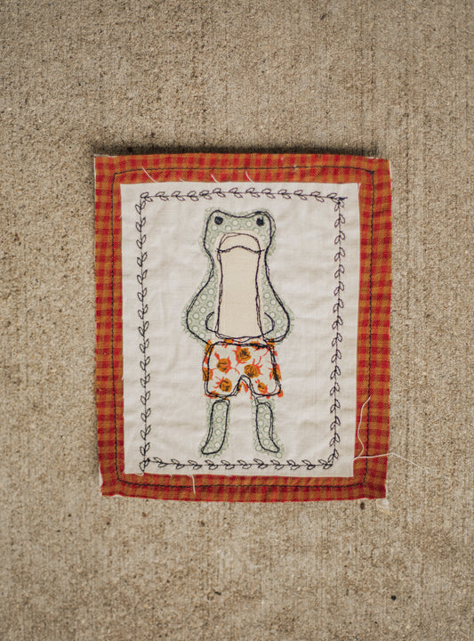 Frog in floral boxers patch