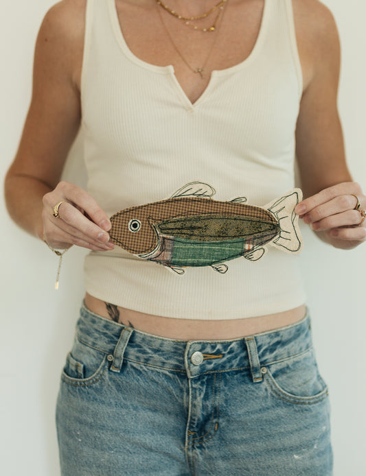 Brown Plaid Fish Patch