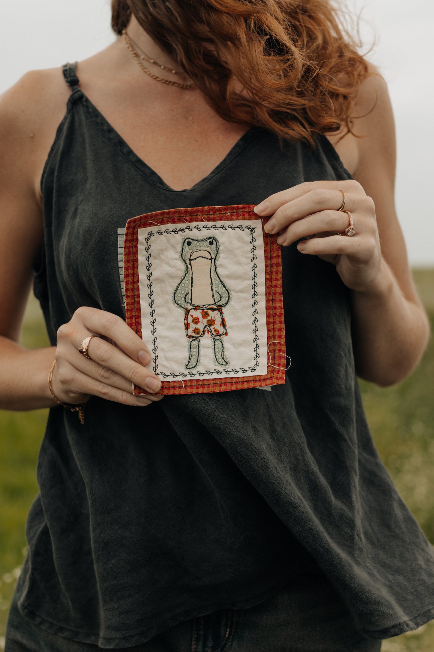 Frog in floral boxers patch