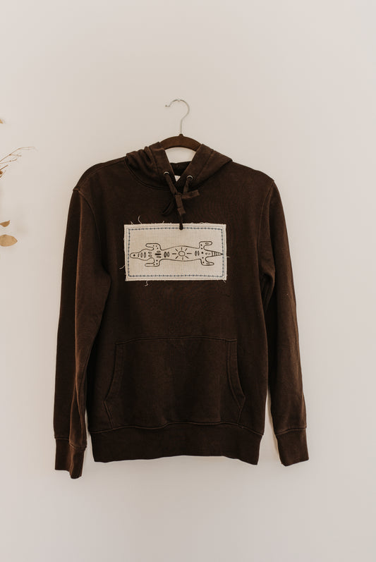 Alligator Patched Brown Hoodie