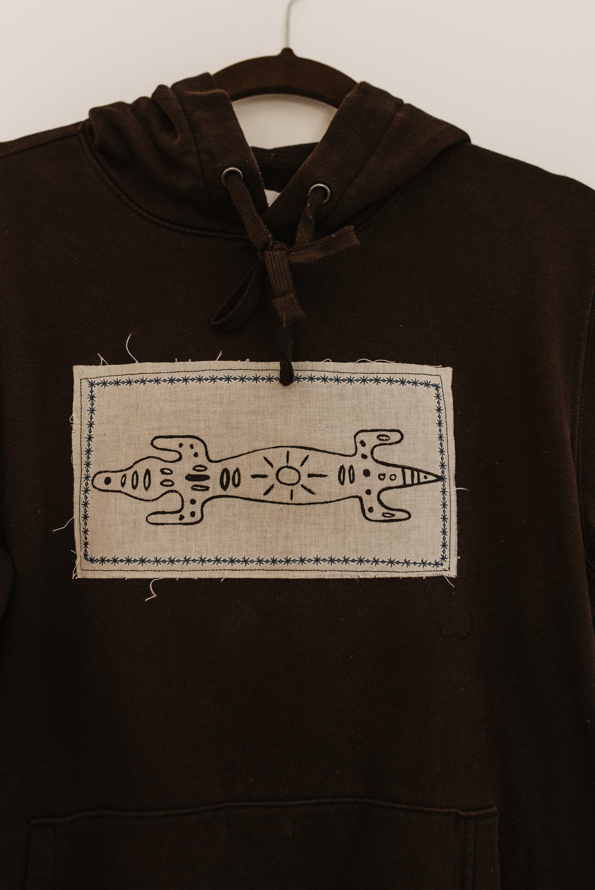 Alligator Patched Brown Hoodie
