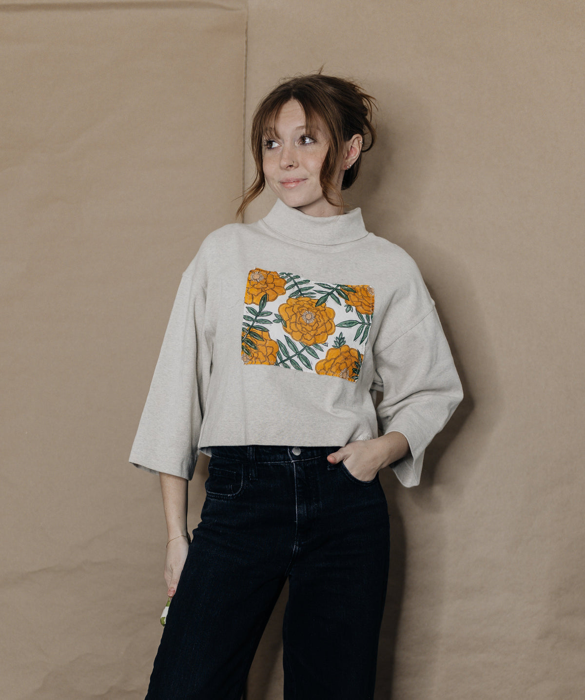 Floral Turtleneck