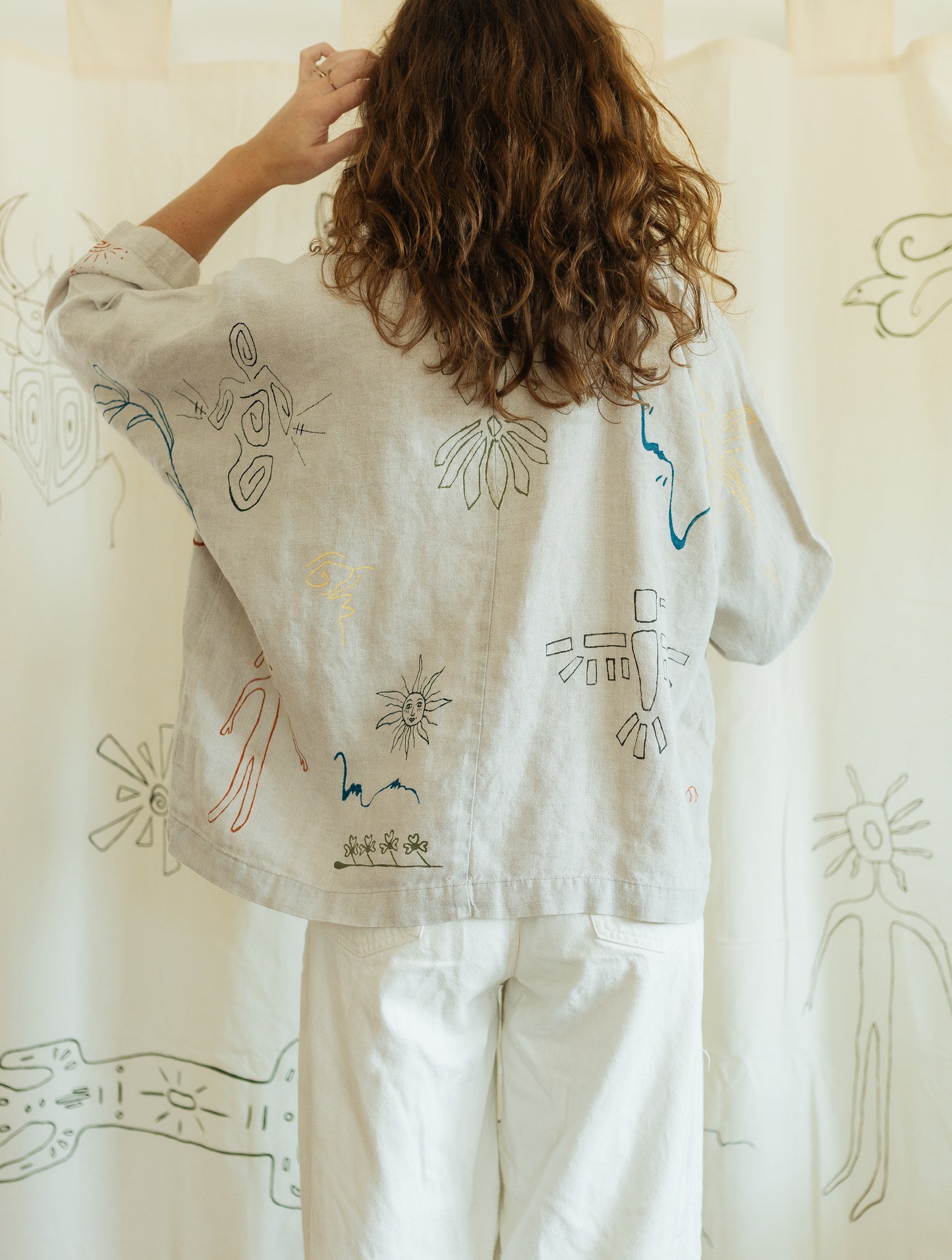 Linen boxy top - Earth in Outlines